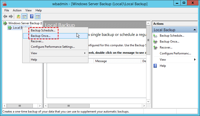 Create backup of Windows Server disk data