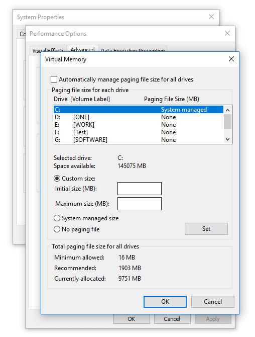 Change page file size