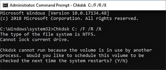 check disk error by chkdsk command line