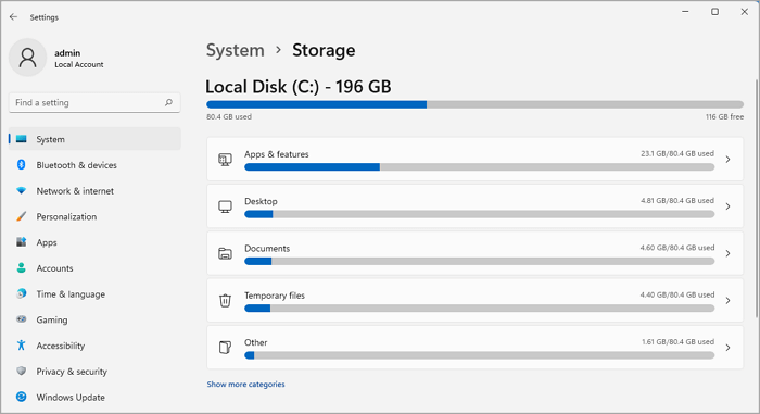 check disk space on Windows 11