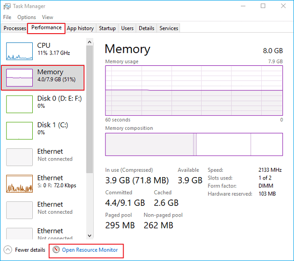 check the memory usage of your lenove laptop