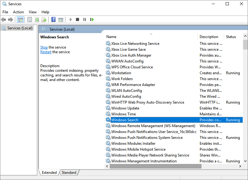 check windows 10 searching
