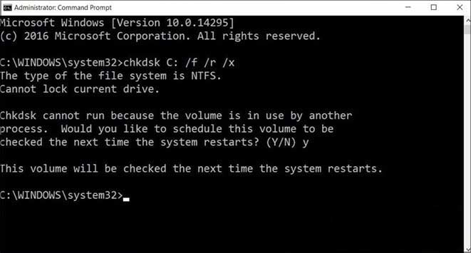 chkdsk /f /r /x