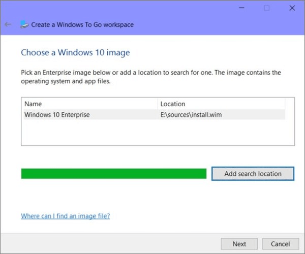 Choose the Windows image file