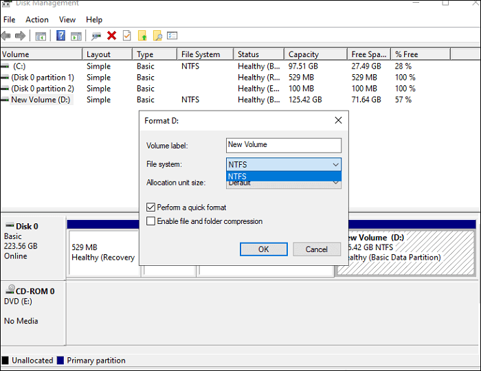 disk management ntfs