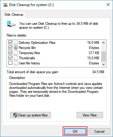 Confirm to clean C drive.