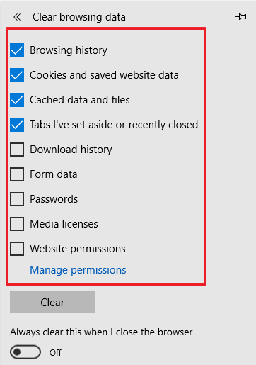 clear cache edge 3