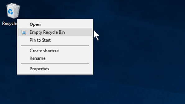 empty recycle bin on windows 10 on desktop