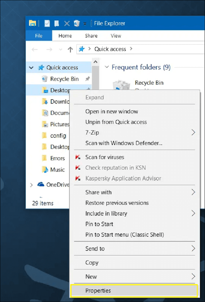 desktop folder properties