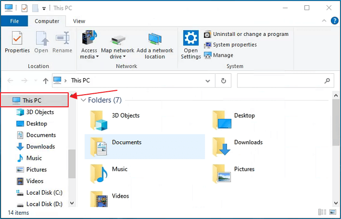 Opening the Windows file explorer to access the SD card.
