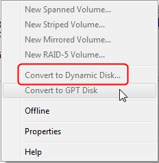 Convert to Dynamic Disk Greyed Out