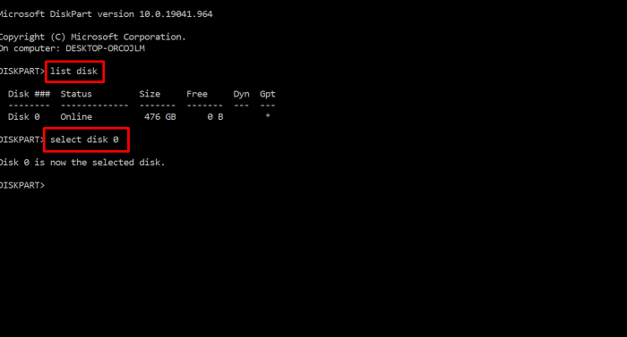 create an efi boot partition