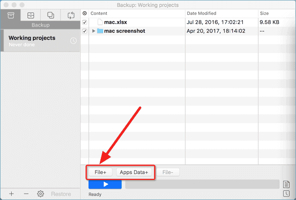 Backup Apple mail emails - click the blue start button