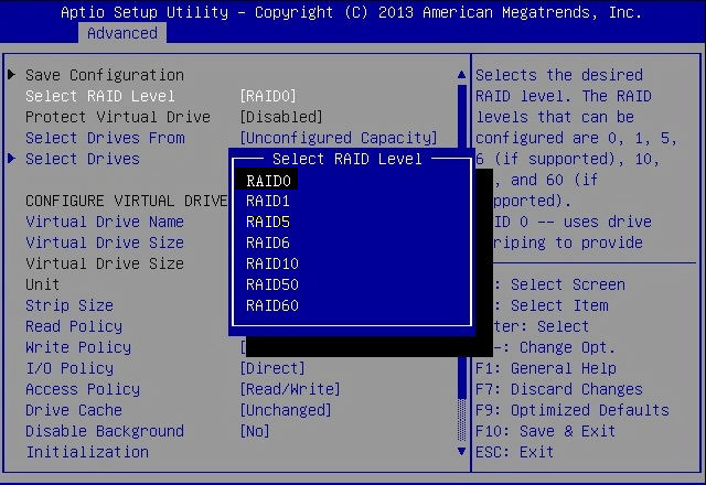 Create RAID in BIOS