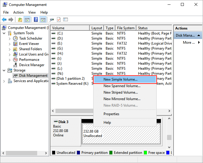 Create partition on SSD