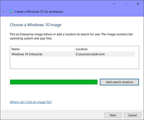 Create Windows to GO on external hard drive with Windows 10 ISO image