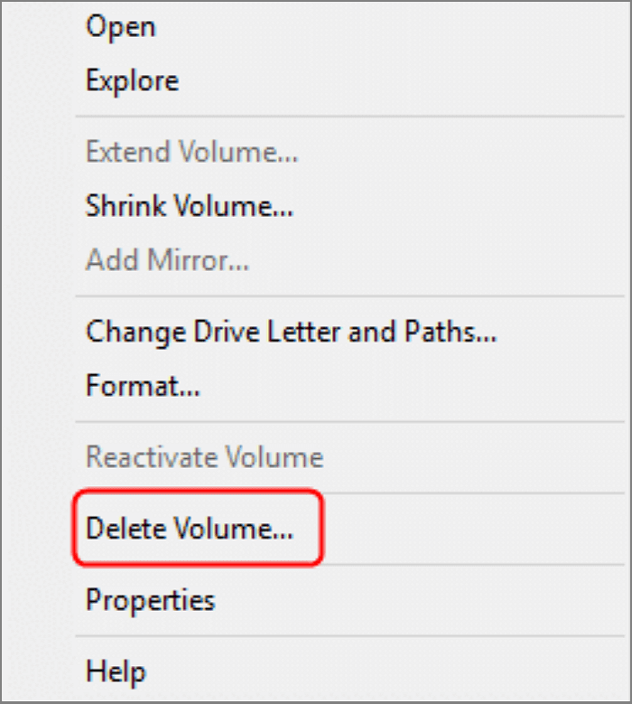 select delete volume on the dynamic disk
