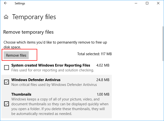 Remove temporary files from C drive.