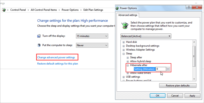 disable hibernate to free up disk space