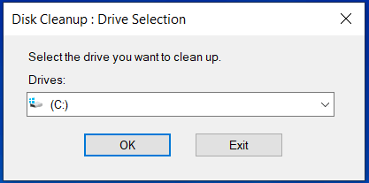 search disk cleanup choose drive