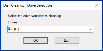 disk cleanup drive selection