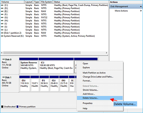 choose the Delete Partition