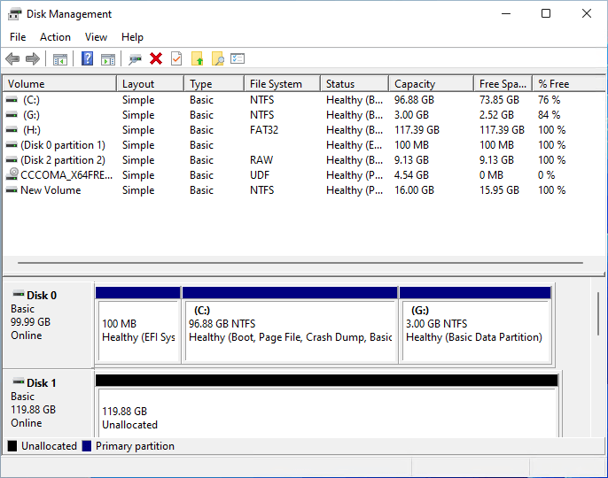 Screenshot of Disk Management in Windows 11