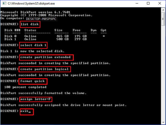 convert primary to logical by Diskpart