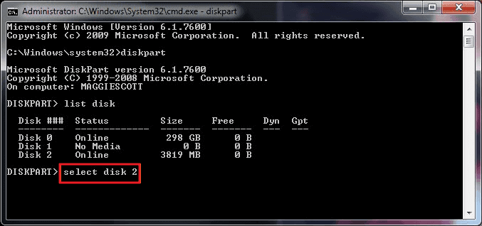 format sd card in diskpart step 3