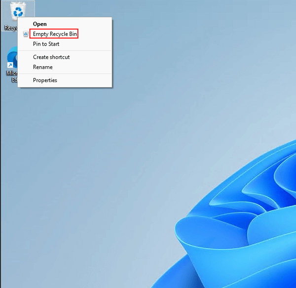 empty recycle bin in Windows 11