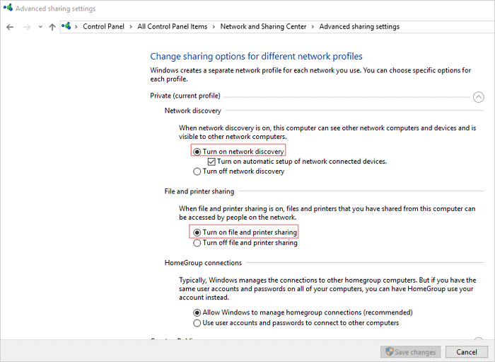 fix Windows 10 network sharing not working - enable file sharing