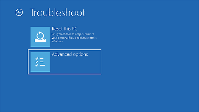 choose an advanced option from troubleshoot