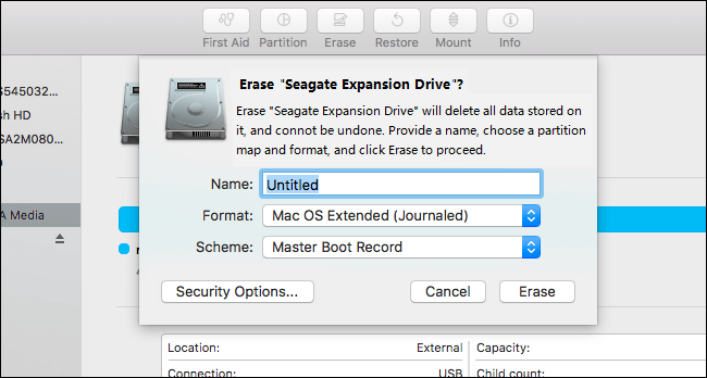 format disk with Disk Utility