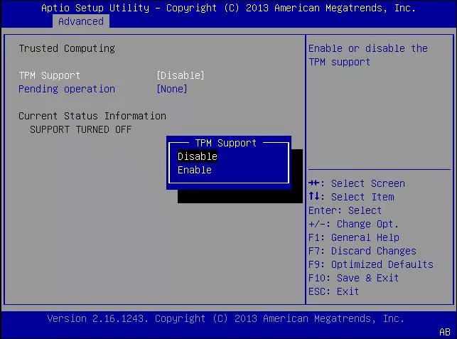 Find TPM in BIOS