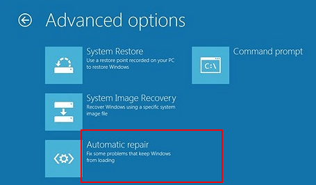 fix bad image error - use Windows automatic repair