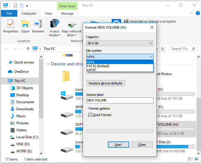 Format SD card