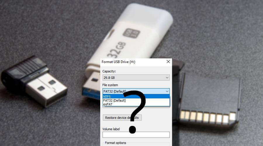 format usb drive to fat32 or ntfs