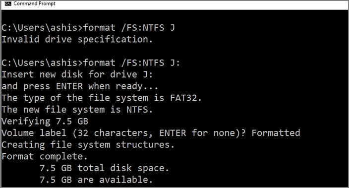 Format SSD via CMD