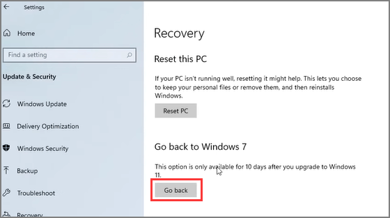 go back to windows 7