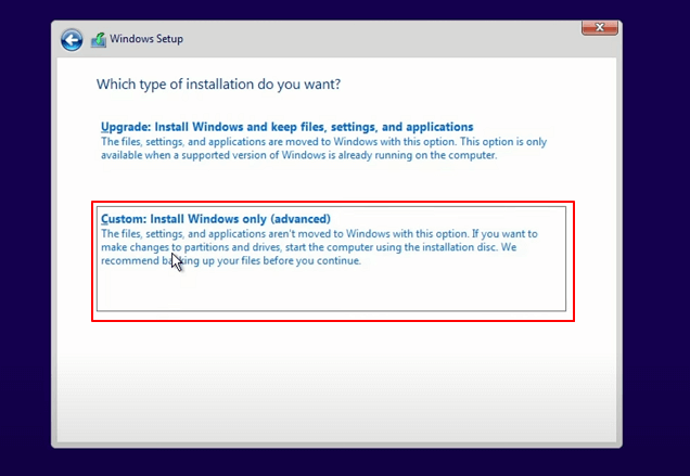 install windows 11 wizard