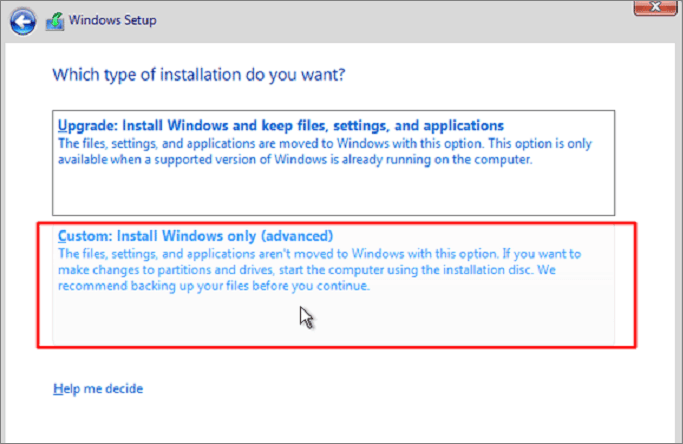 choose installation type