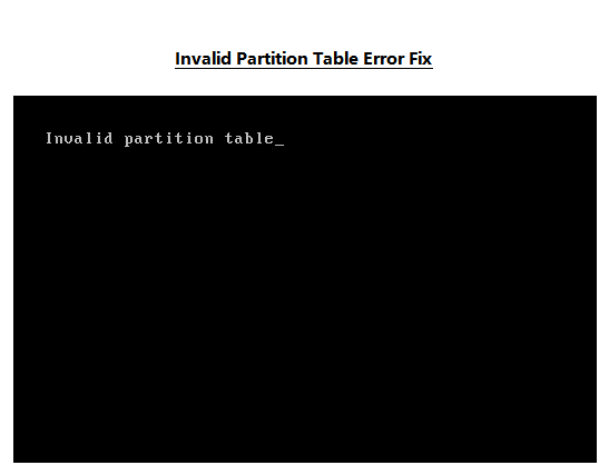 Invalid Partition Table Error.