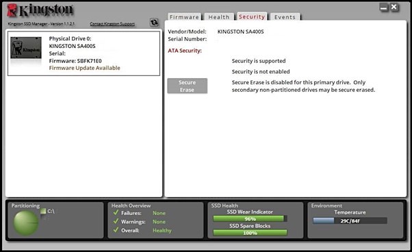 kingston ssd manager interface