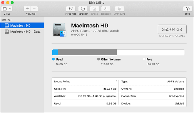 Macintosh HD and Macintosh HD - Data