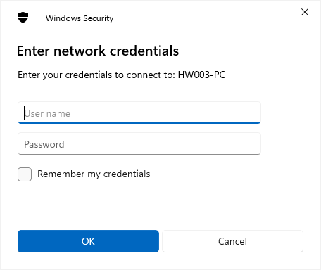 Enter network credentials