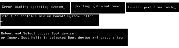common errors for Master Boot Record damage
