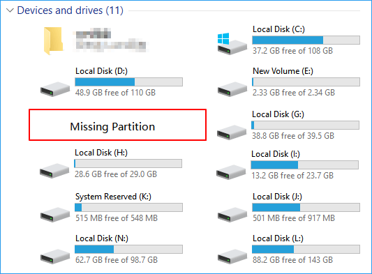 Missing partition on SSD.