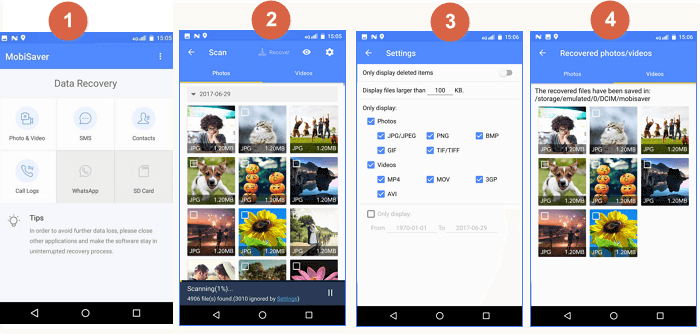 how to use Qiling mobisaver to recover deleted photos on android