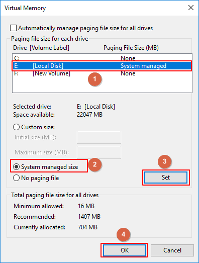 Move Page file to another drive