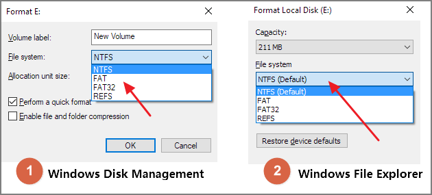 no exfat option when formatting